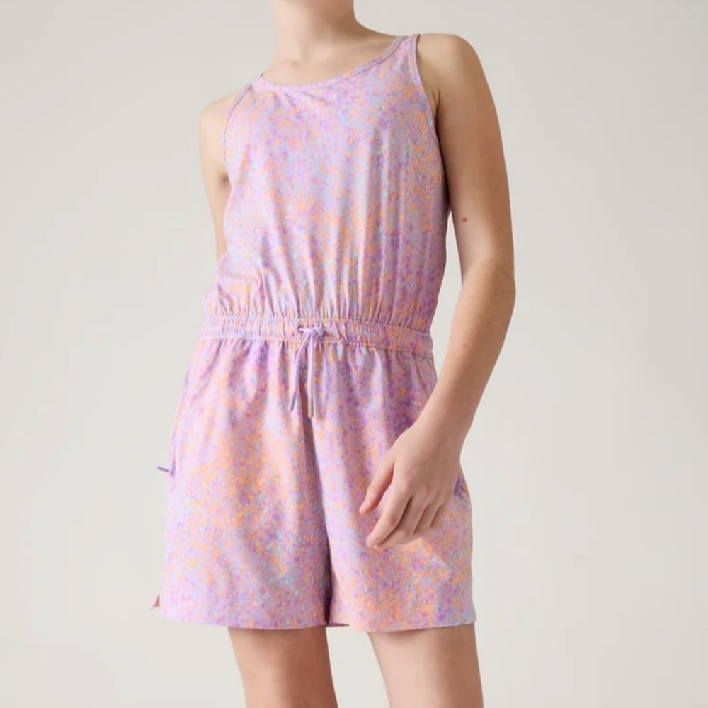 Girls' Lavender Floral Sleeveless Romper